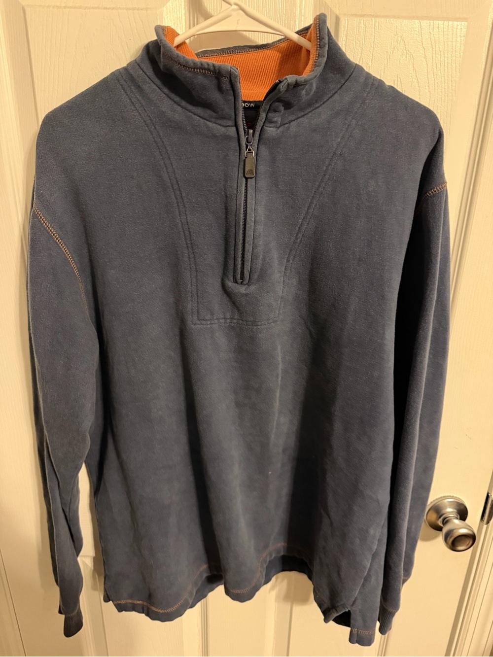 Arrow Men's Navy Blue Quarter-Zip Pullover with Orange Trim